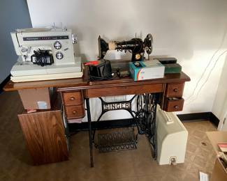 Vintage Singer Treadle Sewing Machine and other