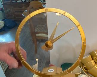 Vintage gold toned glass clock
