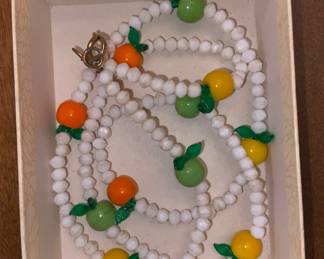 Mod 60's Beaded Fruit Necklace