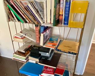 Vintage Metal Book case and books