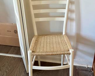 Mid century italian woven rope seat, white,  gio ponti style chair 