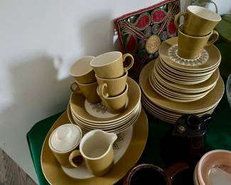 Vintage Homer Laughlin Harvest Gold, Malibu Sunburst Dinnerware Set