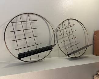 Metal display shelves