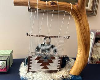 American Indian Doll Woman working on Weaving Loom