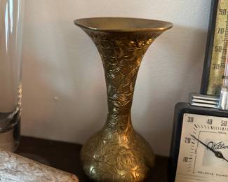 Vintage Etched (Scribed) Vase signed RR, Made in India H..737350