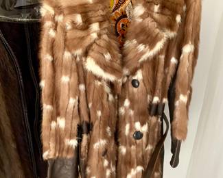 Vintage Leather Kasper Furs, Mink Tails Jacket