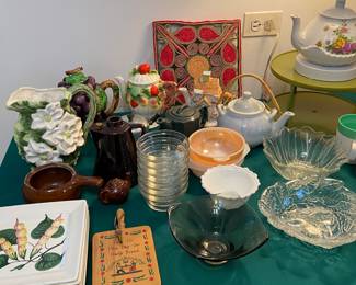 Vintage Serving Items include, Havenwood Cottage Gardenia Pitcher, Botanical serving plates, etc.