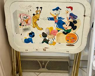 Vintage 1961 Disney Mickey Mouse Television Trays with stands