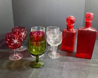Red Carafes with Goblets