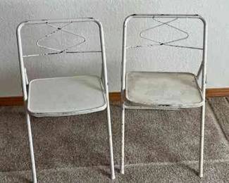 2 Vintage Childrens Folding Chairs