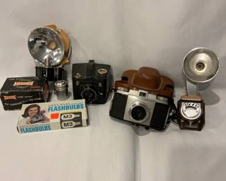 Vintage Kodak Brownie Pony IV Along With Flashes  More