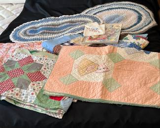 Rag Rugs, Hankies Handsewn Quilts