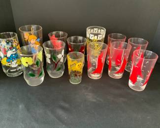 Sail Boat, Hand Painted Floral Advertising Glasses