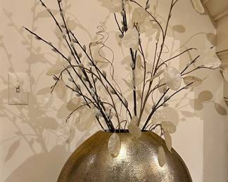 Faux Floral Arrangement in Gold Vase