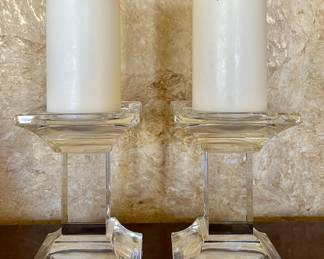 Glass Pillar Candlesticks