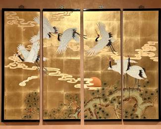 Cranes Hand Painted Screens