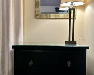 Black File Cabinet with Buddha Pulls