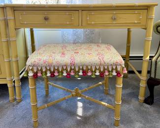 Thomasville Furniture Allegro Faux Bamboo Yellow Vanity & Stool