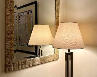 Gold Mirror & Modern Table Lamp