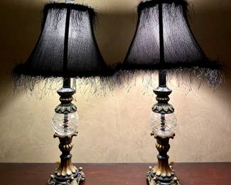 (2) Decorative Lamps with Black Fringe Shade
