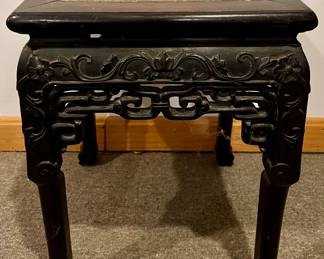 Carved Marble Top Side Table (square)