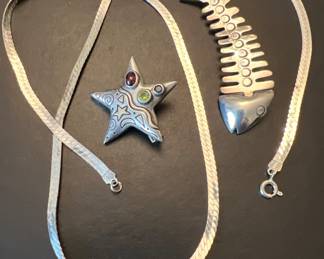 Sterling Silver Necklace & Pins