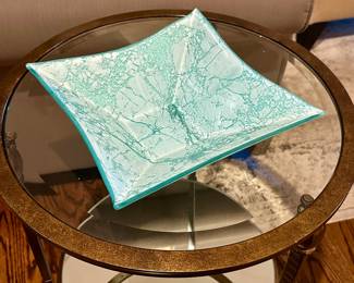 Teal Art Glass Dish