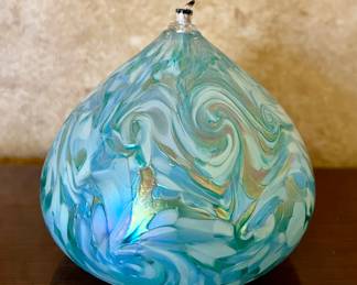 Hand Blown Iridescent Oil Candle