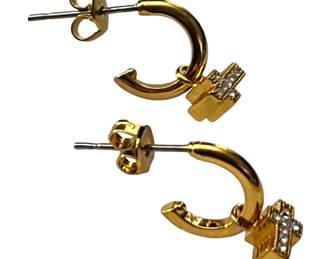 Stella Valle Gold Crystal Cross Earrings