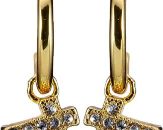 Stella Valle Gold Crystal Cross Earrings