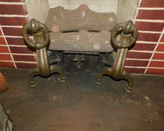 ANTIQUE FIREPLACE ANDIRON SET