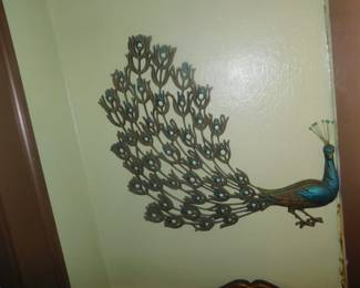 MID CENTURY VINTAGE PEACOCK WALL ART ONE OF A PAIR