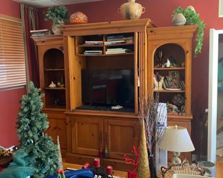 Solid wood wall unit.