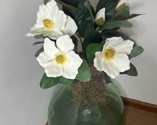 Glass Pot and Artificial Flowers