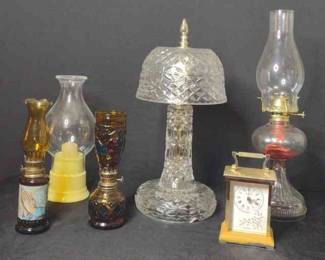 Crystal Cut Glass Lamp and Oil Lamps