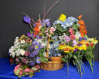Artificial Flowers and Basket
