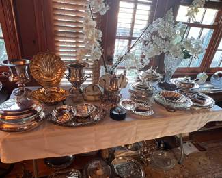 Fancy silverplate serving pieces