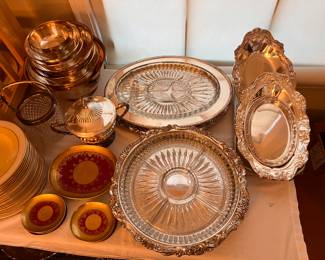 Fancy silverplate serving items