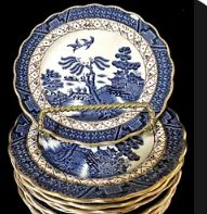 Real Old Blue Willow cake set 