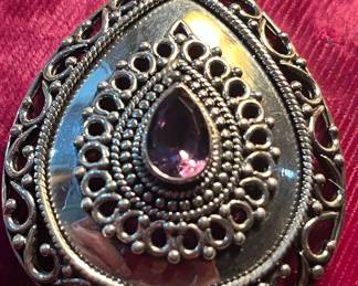 Another HUGE shield pendant I. Sterling with a lovely amethyst 