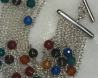 Wide wide natural gems on sterling chains…bracelet