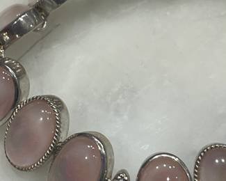 Gorgeous pink moonstone and sterling bracelet 