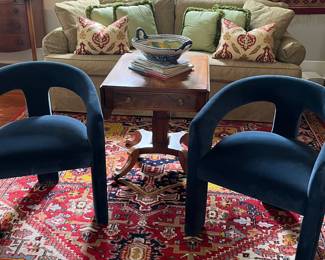 These chairs are brand new from RESTORATION HARDWARE in a gorgeous blue velvet