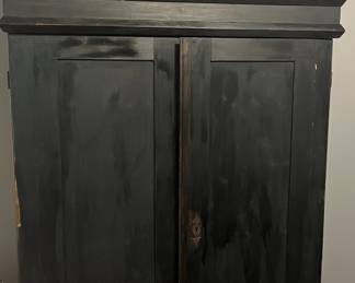 Rubbed black primitive wardrobe from the late 1700s!