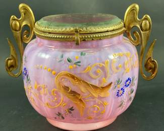 Mint condition Victorian opaline dresser jar
