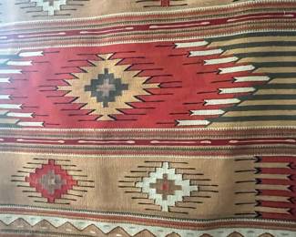 Ultra fine weave Navajo rug in rich reds and golds