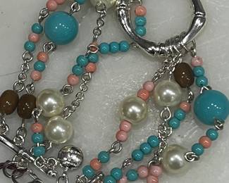 Gorg!  Turquoise, coral, pearls and quartz bracelet 