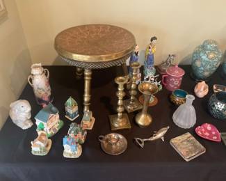 BRASS AND GLASS COLLECTIBLES 