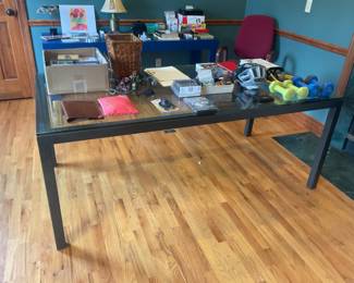 METAL AND GLASS DESK. VERY COOL