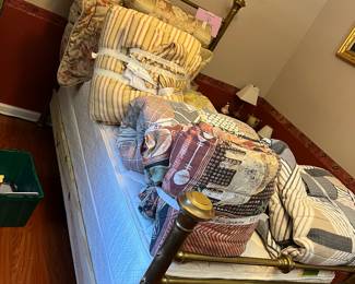 Antique brass bed
Vintage linens